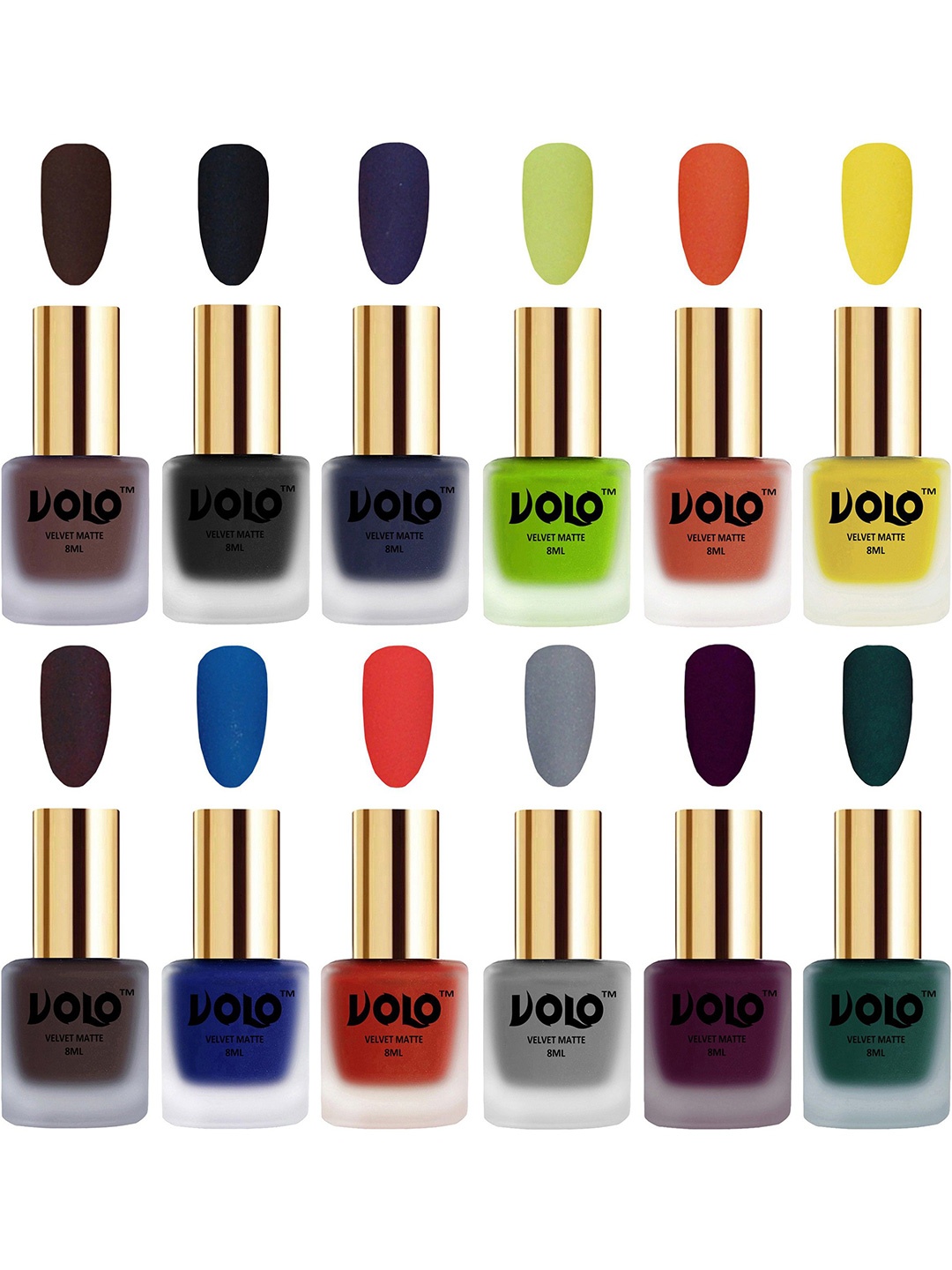 

VOLO Set Of 12 Velvet Matte Nail Polish-8 ml Each, Blue