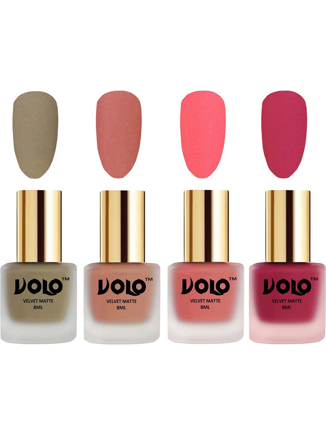 

VOLO Set of 4 Velvet Dull Matte Nail Polish - 8 ml Each - 37-38-41-43, Multi