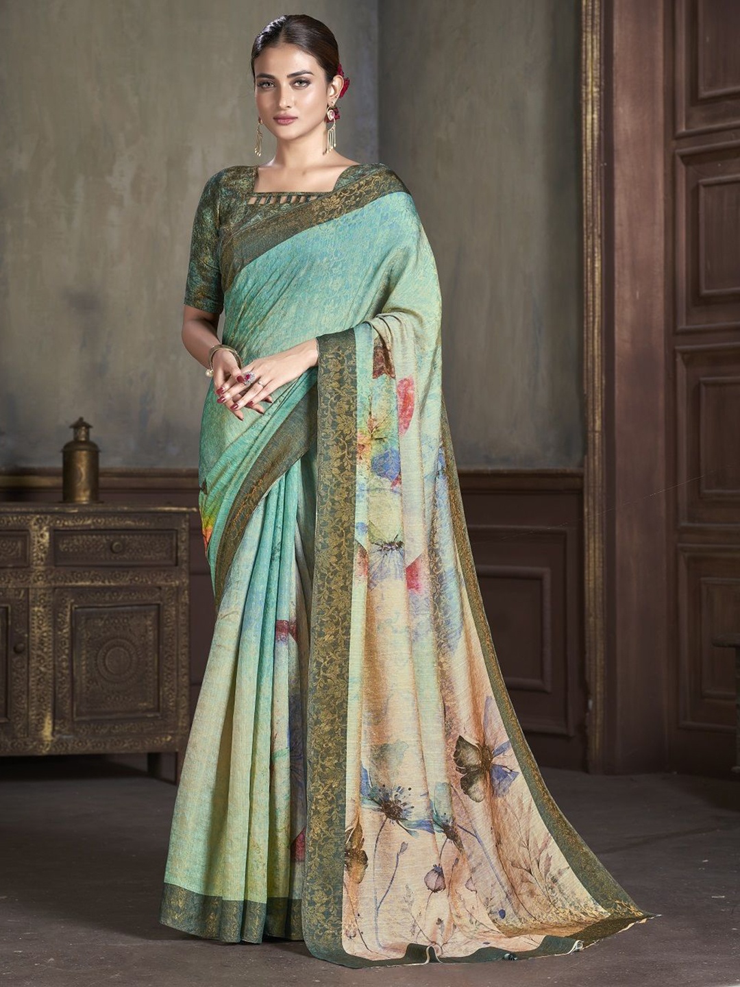 

JIVORA Pure Silk Saree, Green