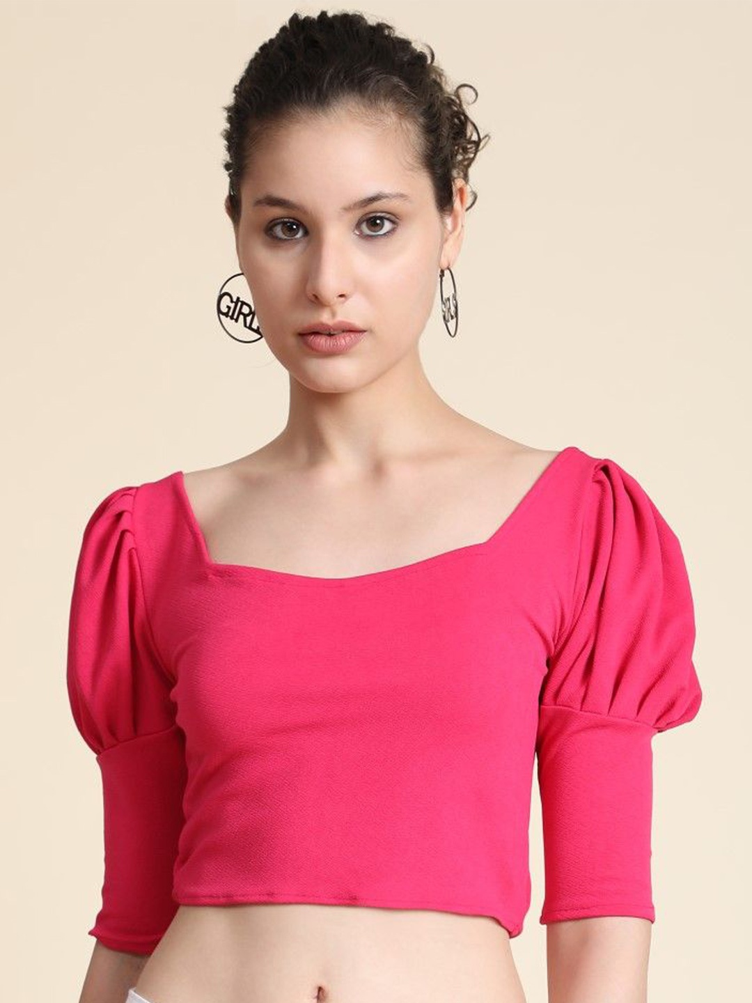 

BAESD Women Solid Sweetheart Neck Top, Pink