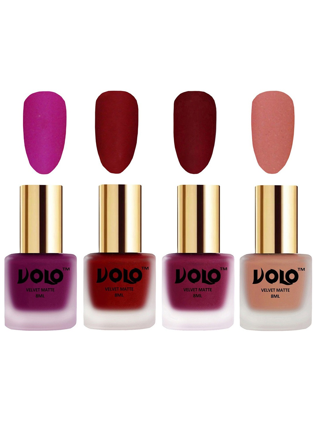 

VOLO Set Of 4 Velvet Matte Nail Polish - 8 ml Each - 14 - 22 - 25 - 38, Magenta