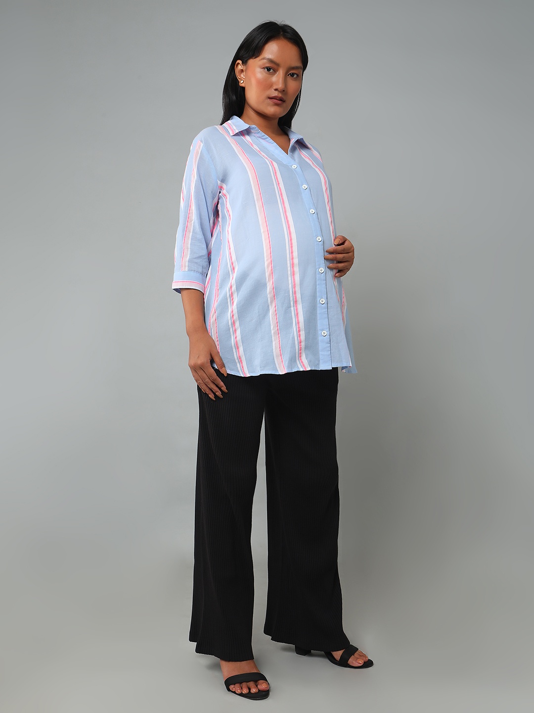 

Ed-a-Mamma Women Striped Cotton Maternity Shirt, Multi