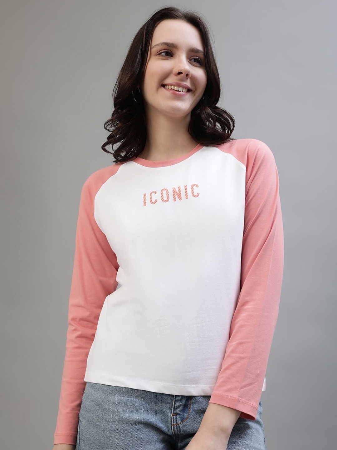 

Iconic Women Typography Printed Round Neck Cotton Slim Fit T-shirt, White