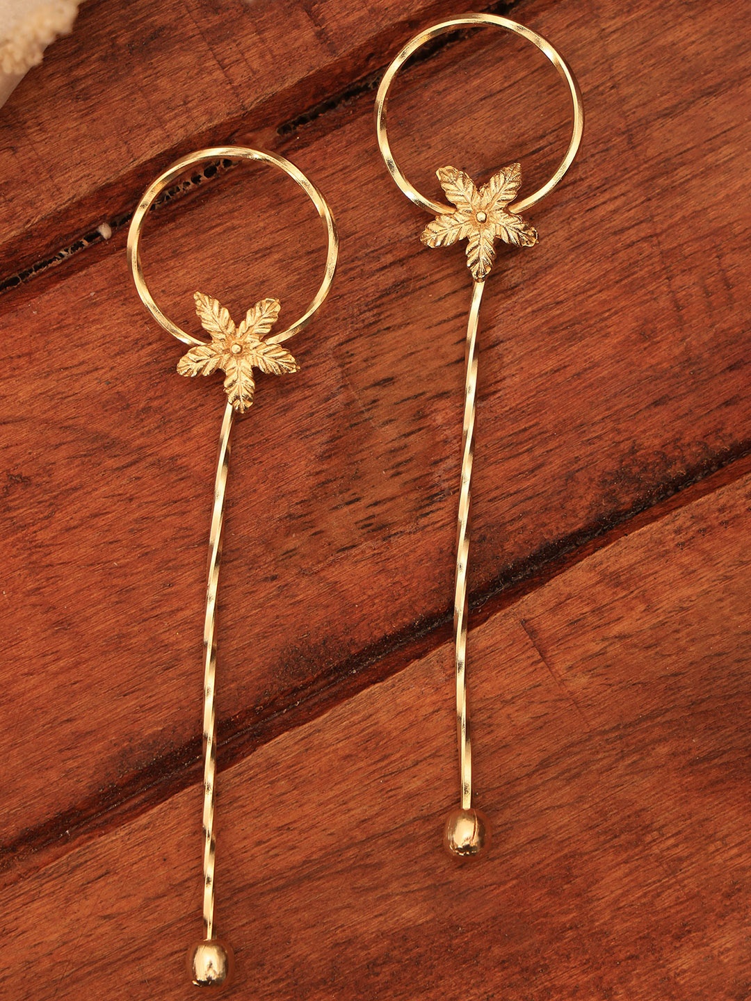

ROYAL PITARAH Gold-Plated Contemporary Drop Earrings