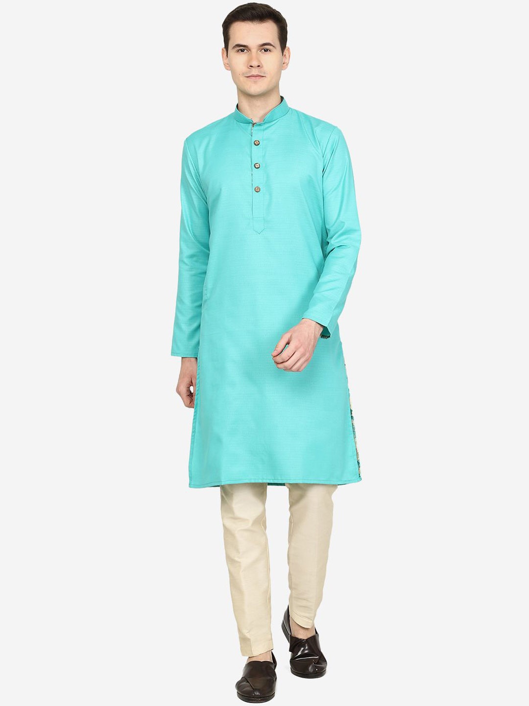 

THE KURTA COMPANY Men Thread Work Kurta, Green