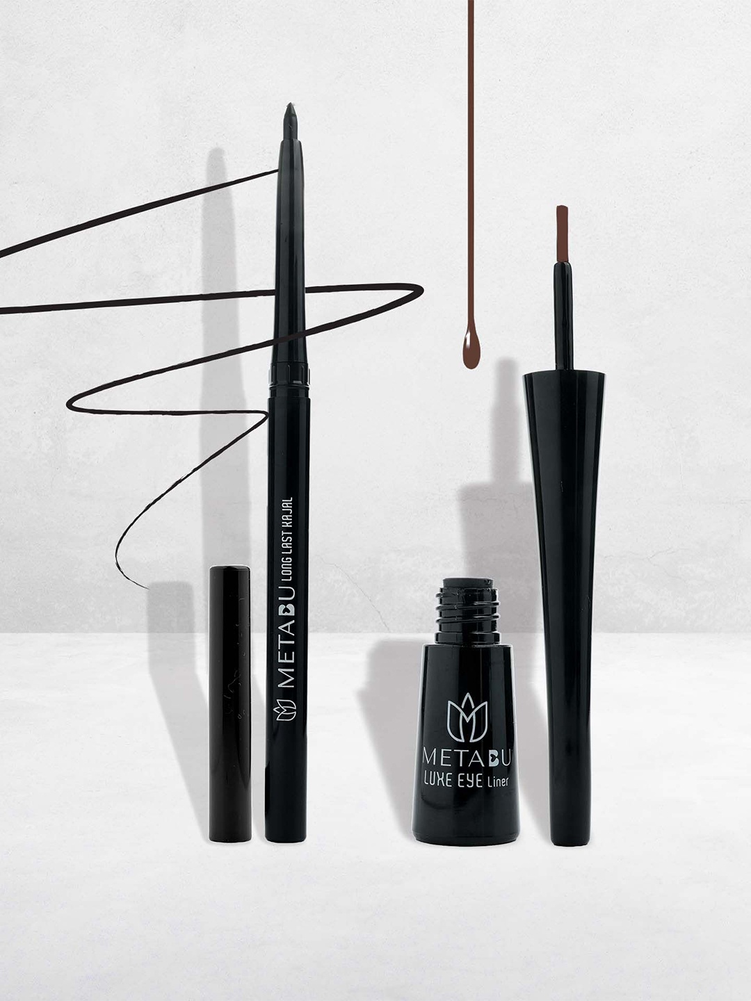 

METABU Brown Long-Lasting Kajal Black + Luxe Eye Liquid Liner, Multi