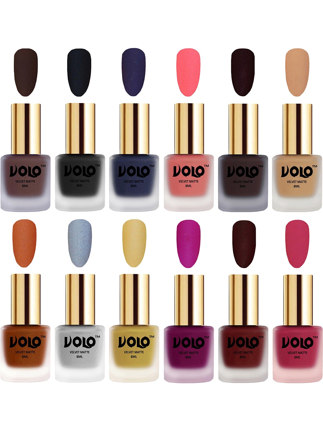 

VOLO Set Of 12 Velvet Matte Nail Polish-8 ml Each, Black