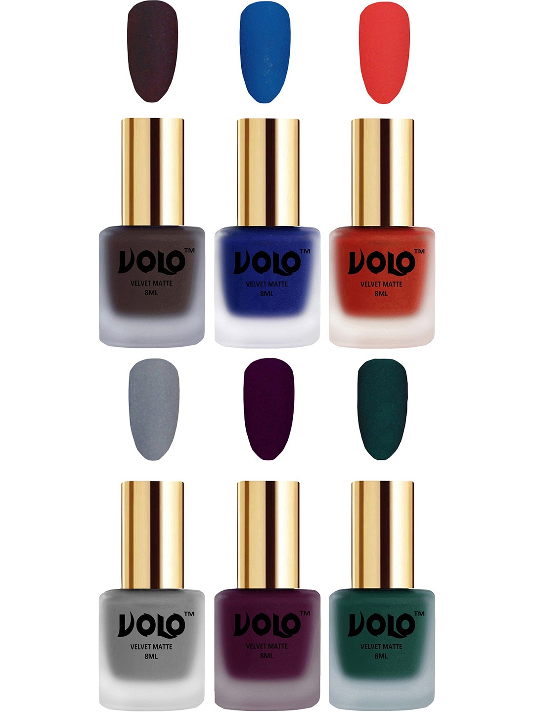 

VOLO Set Of 6 Velvet Matte Nail Polish- 8 ml Each Shade - 08- 09, Green