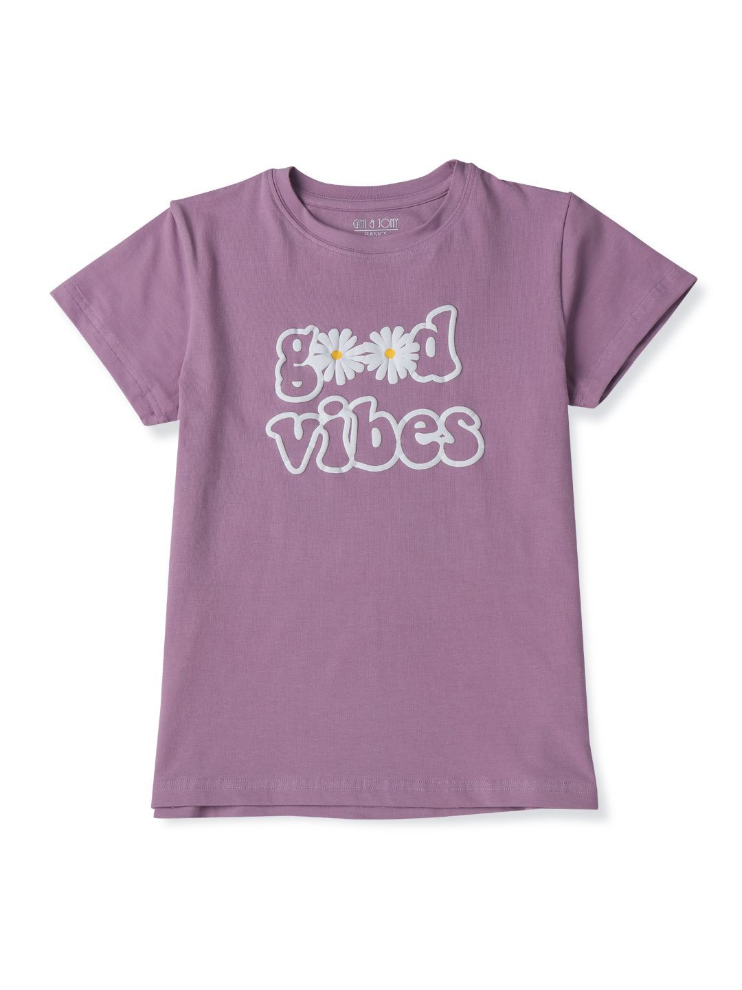 

Gini and Jony Girls Typography Printed Cotton T-shirt, Purple