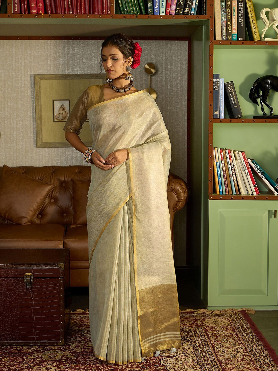 

Dori Woven Design Tissue Banarasi Saree, Blue