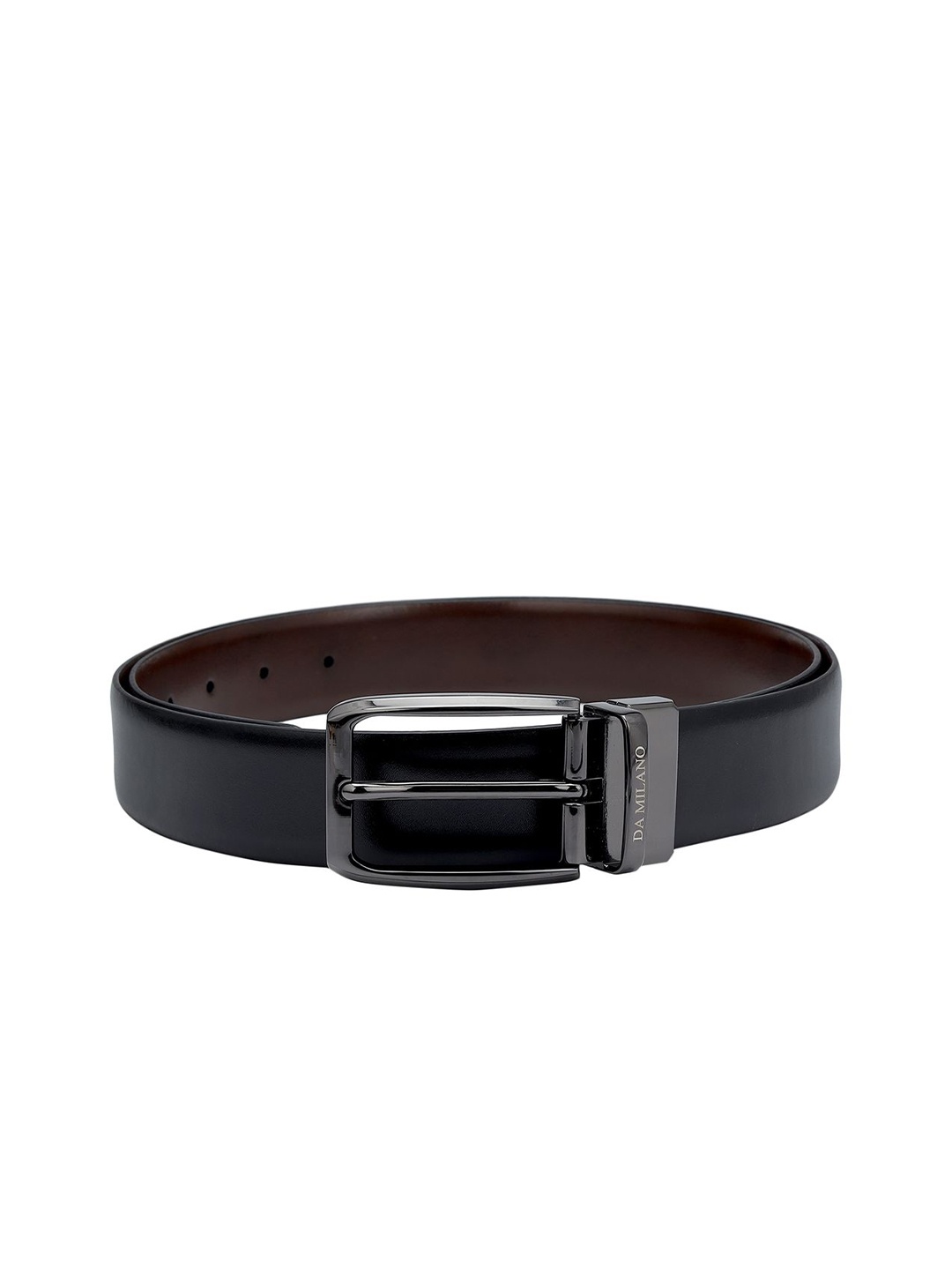 

Da Milano Men Solid Leather Reversible Formal Belt, Black