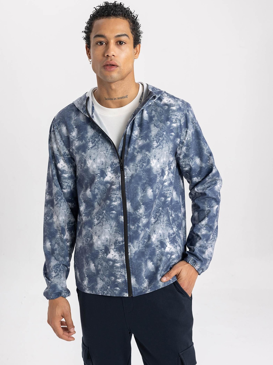 

DeFacto Men Striped Bomber with Patchwork Jacket, Na
