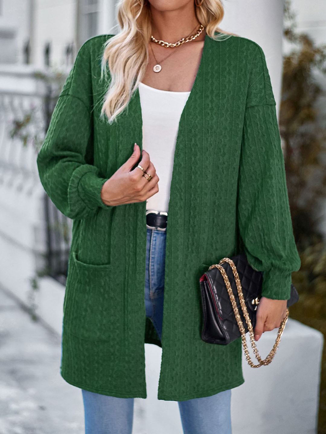 

StyleCast x Revolte Women Ombre Lightweight Longline Open Front Jacket, Green