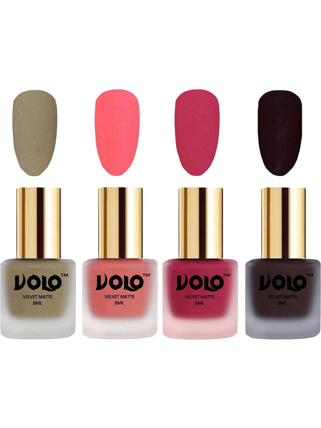 

VOLO Set Of 4 Velvet Matte Nail Polish- 8 ml Each- Shade- 37- 41- 43- 45, Multi