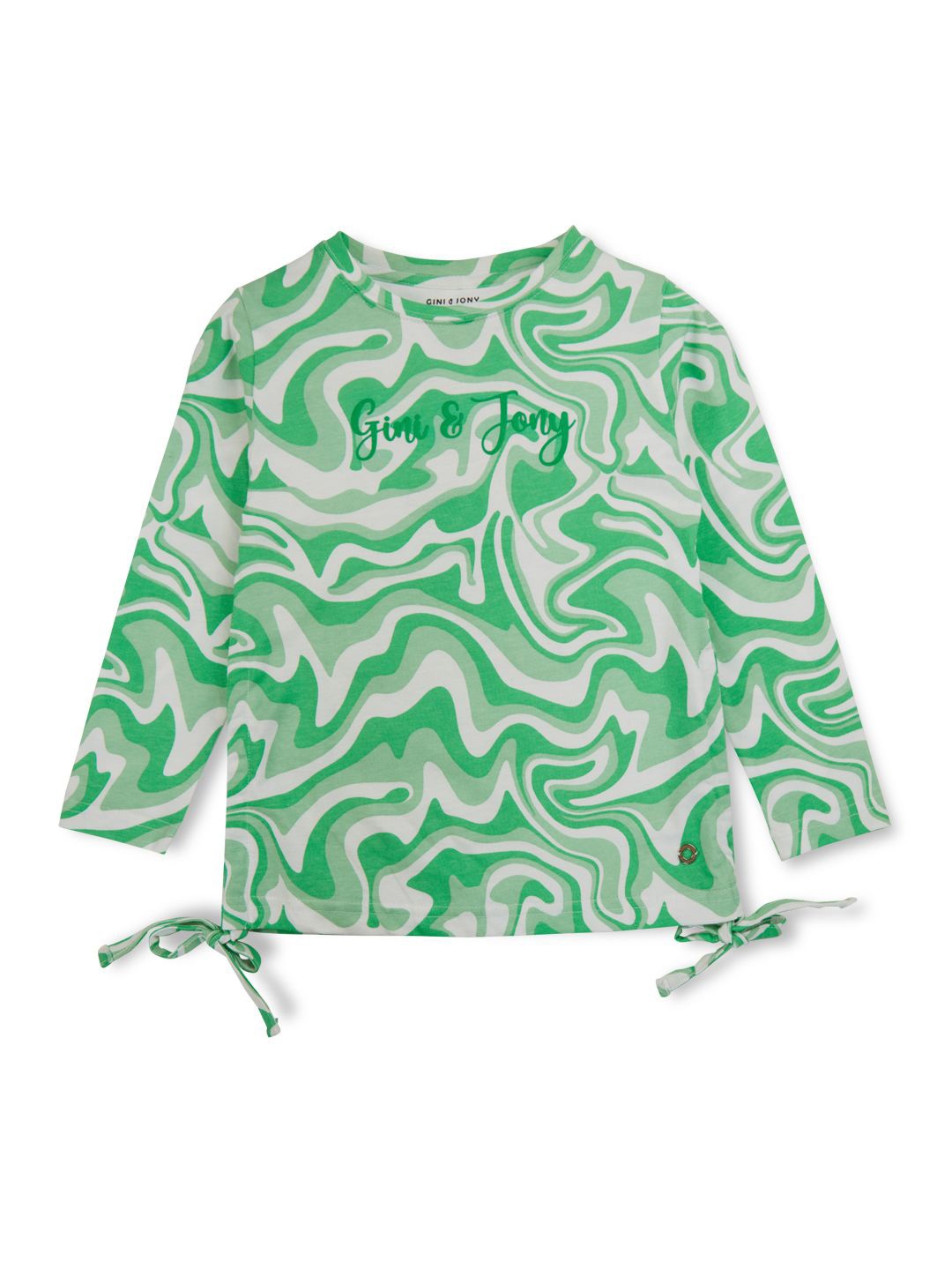 

Gini and Jony Girls Abstract Printed Round Neck Cotton Top, Green