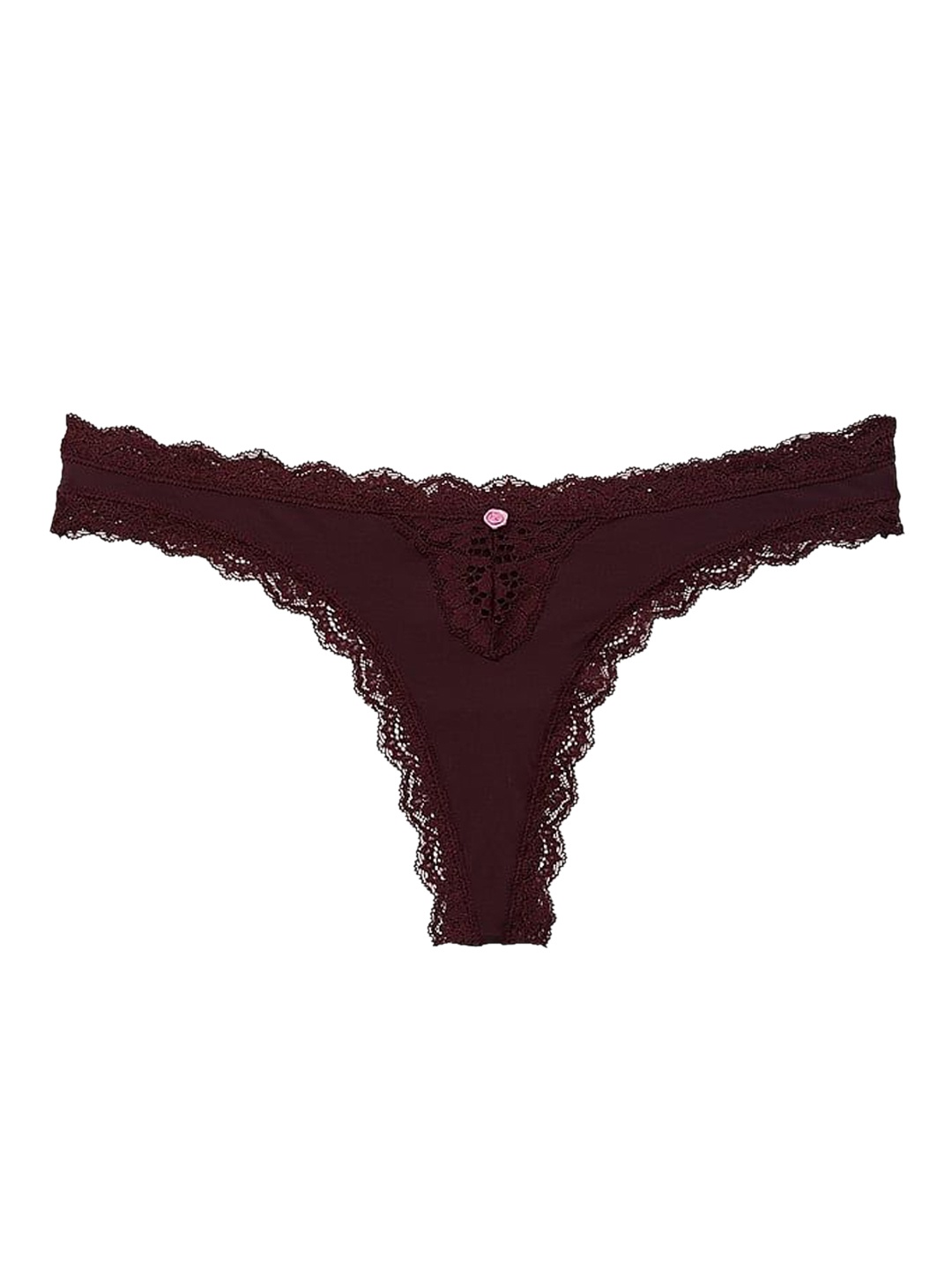 

Victoria's Secret Women Lace Low-Rise Thongs Briefs, Burgundy