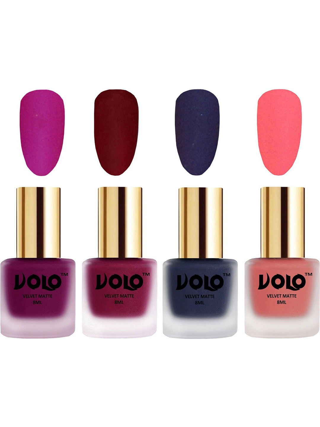 

VOLO Set Of 4 Velvet Matte Nail Polish- 8 ml Each- Shade- 14-25-31-41, Multi