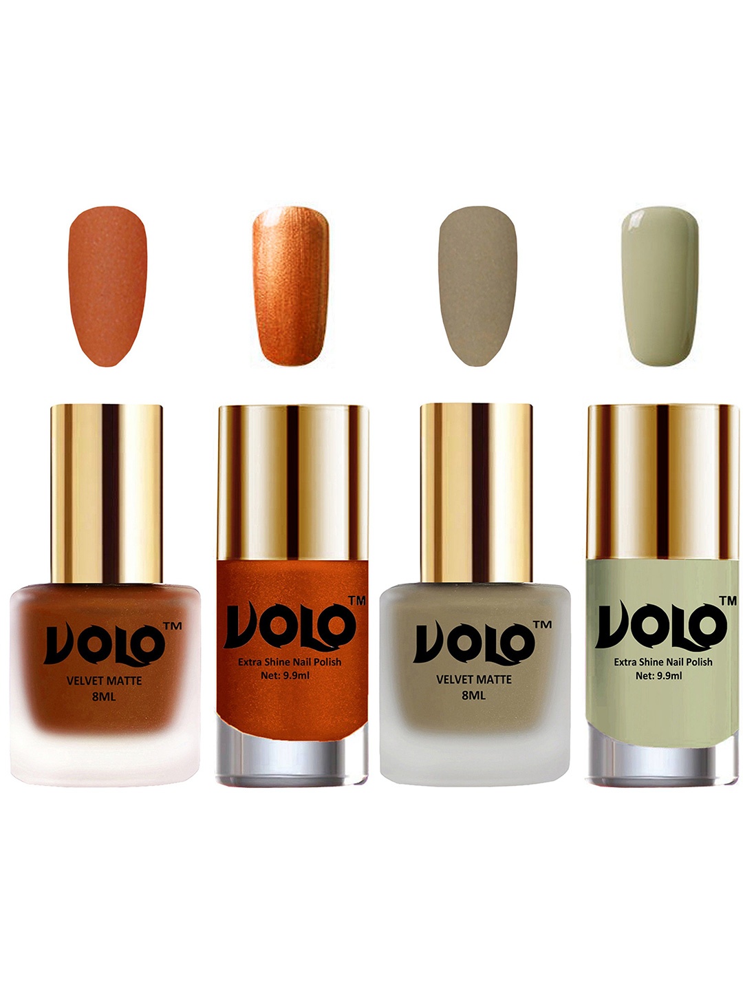 

Set Of 4 Velvet Matte & Extra Shine Nail Polish-8 ml & 9.9 ml Each Shade 35-37-60-40, Nude