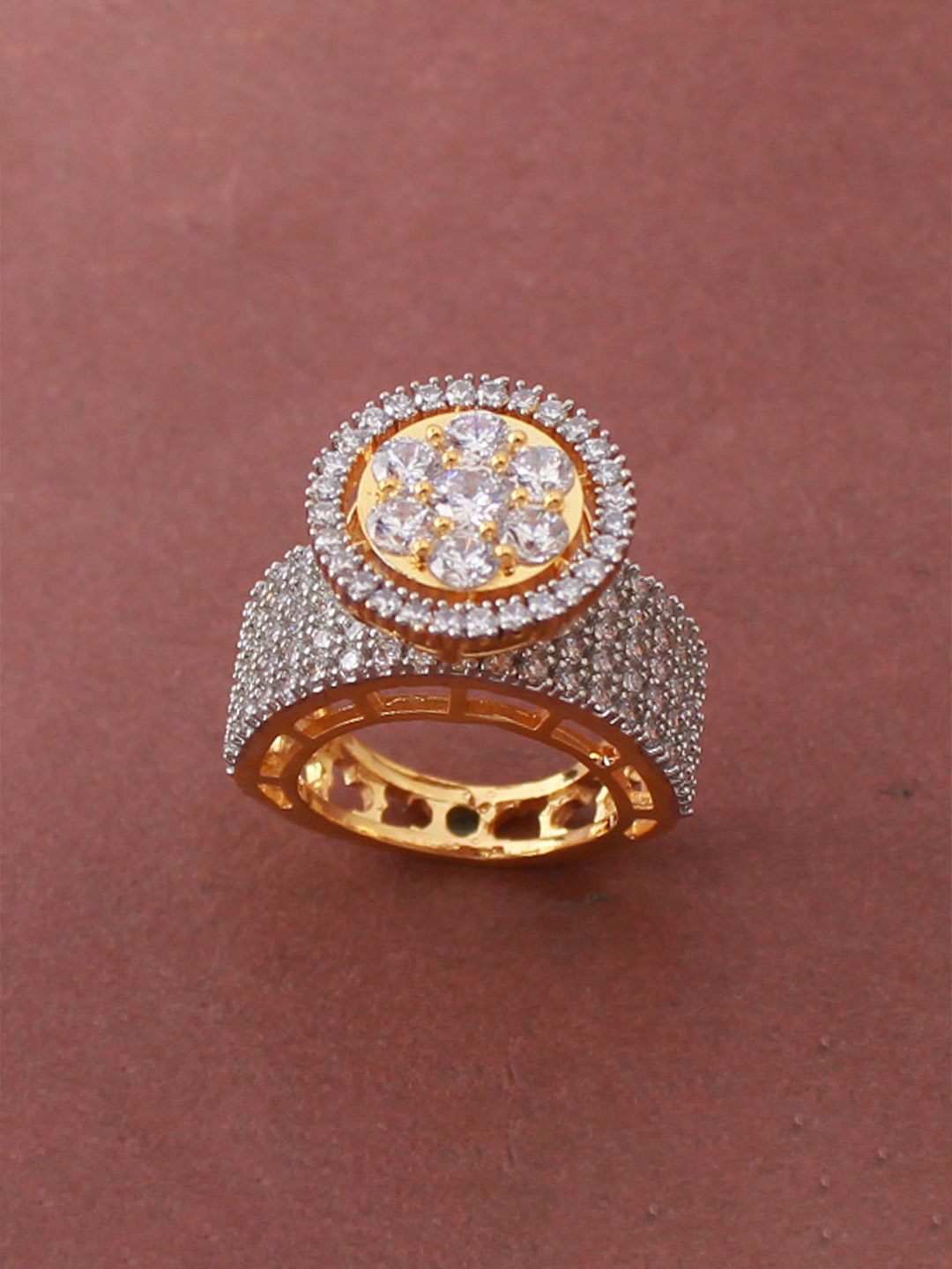 

Mirana Gold-Plated CZ Stone-Studded Finger Ring