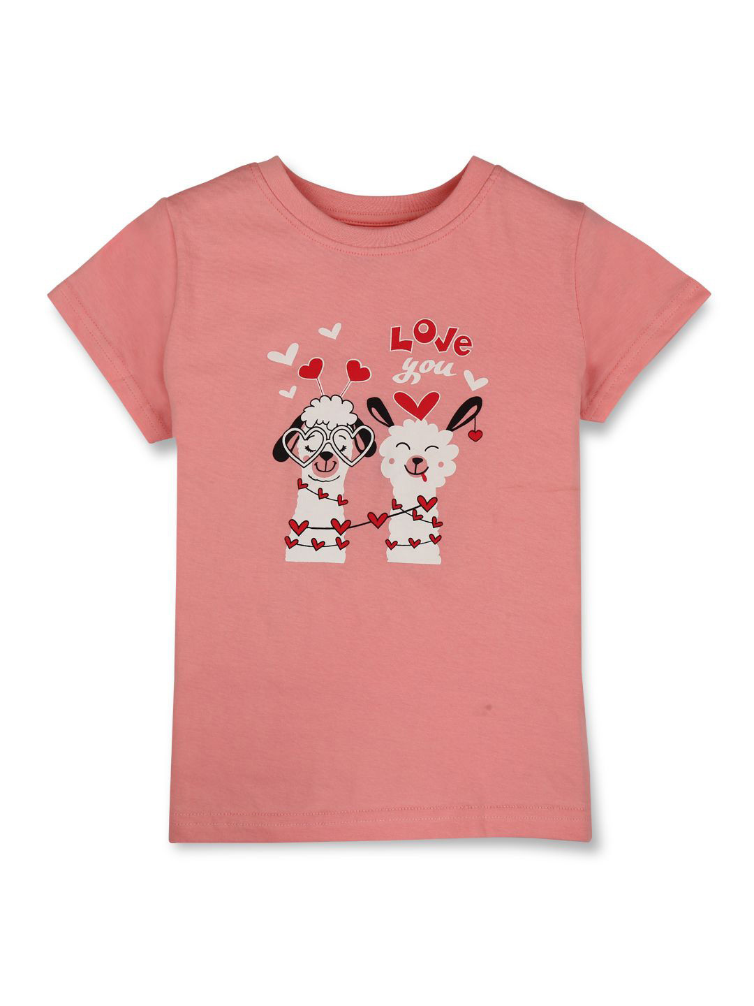 

Gini and Jony Girls Graphic Printed Round Neck Cotton T-Shirts, Pink