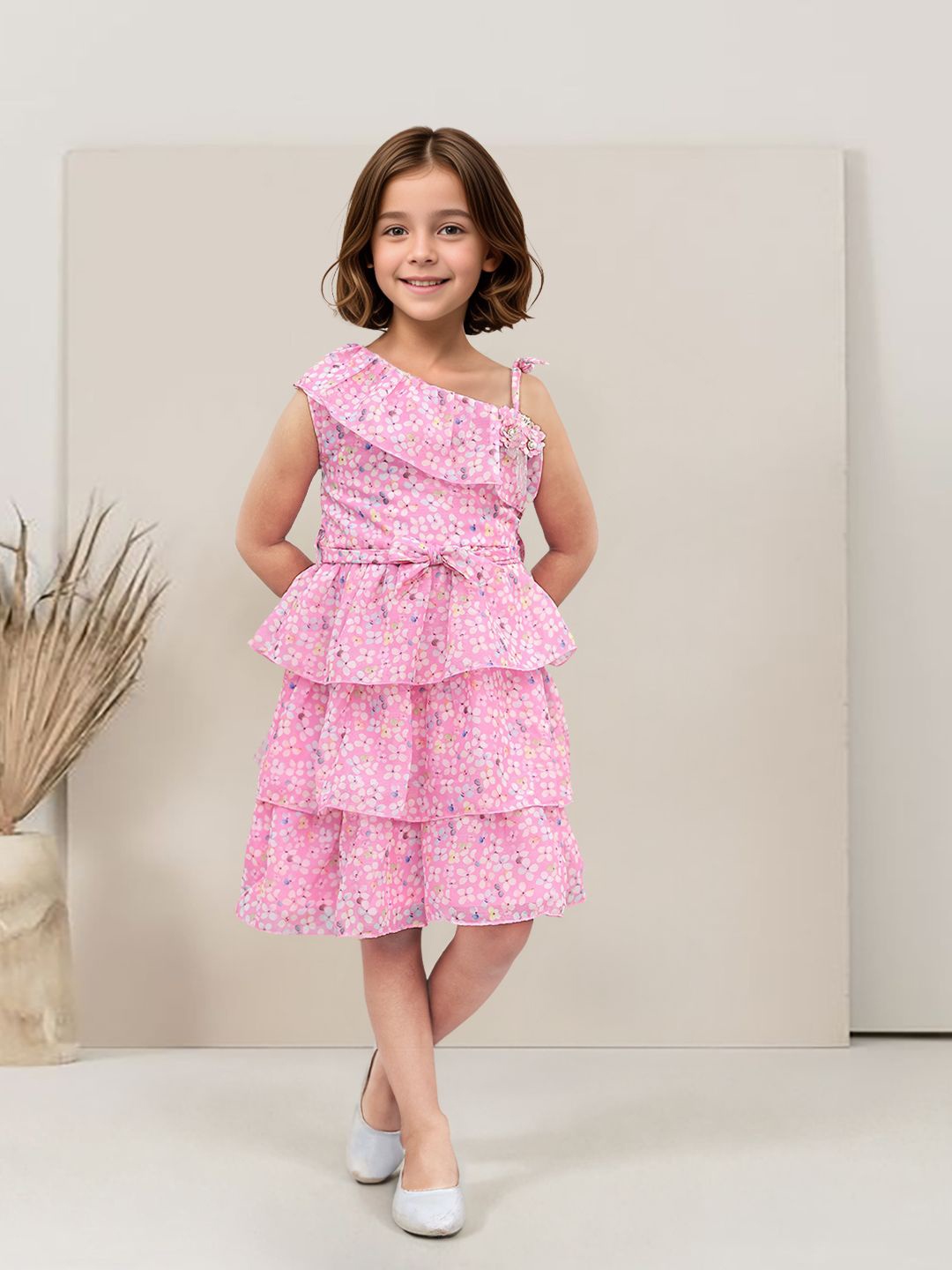

Toonyport Girls Cotton Floral Printed Fit & Flare Dress, Pink