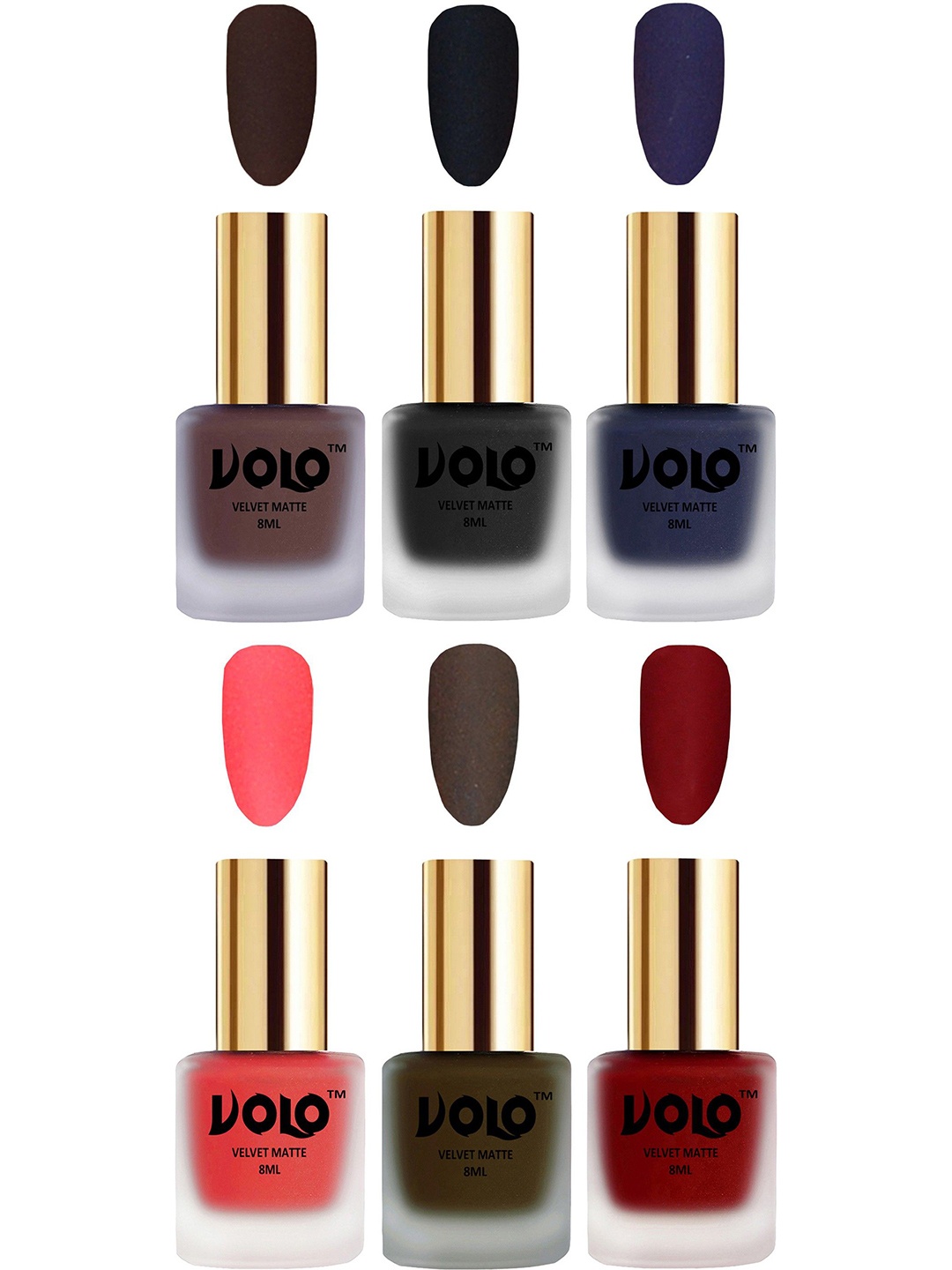 

VOLO Set Of 6 Velvet Matte Nail Polish - 8 ml Each, Multi