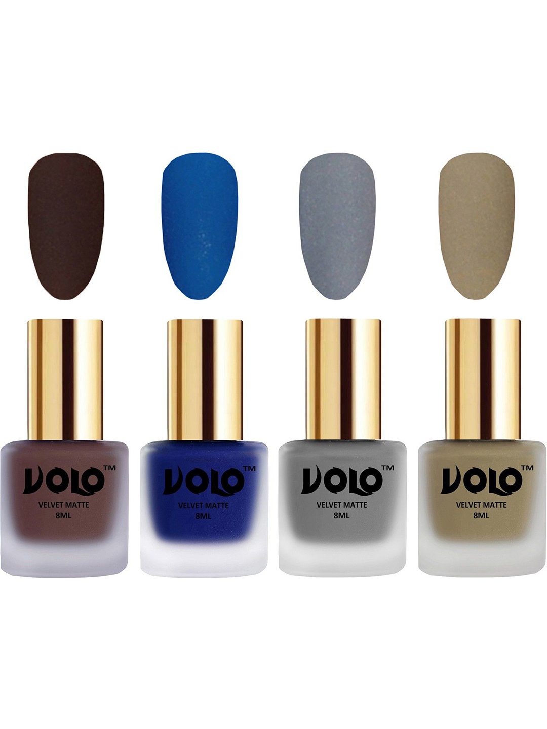 

VOLO Set Of 4 Velvet Matte Nail Polish - 8 ml Each - 2 - 19 - 20 - 37, Nude