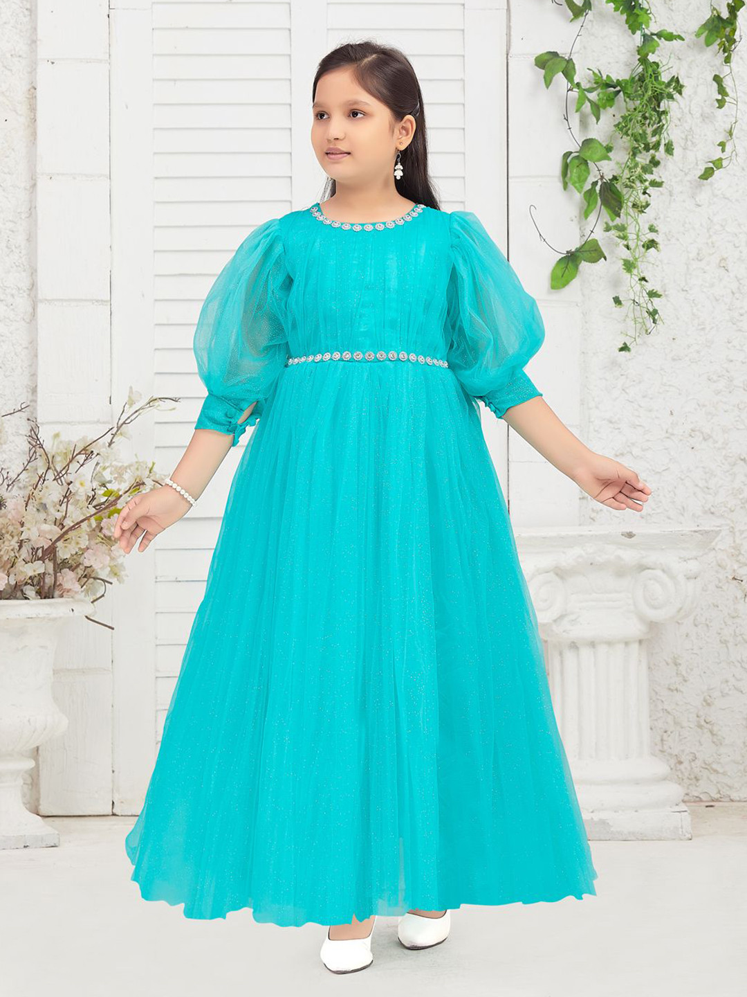 

BAESD Girls Embellished Maxi Dress, Sea green