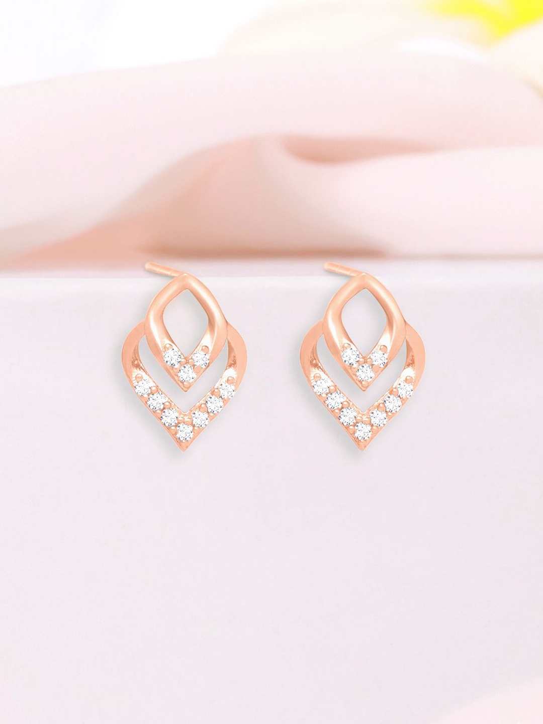 

Zavya 925 Sterling Silver Rose Gold-Plated Cubic Zirconia Studs