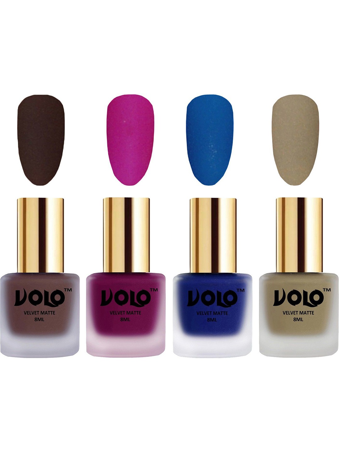 

VOLO Set Of 4 Velvet Matte Nail Polish - 8 ml Each - 2 - 14 - 19 - 37, Multi