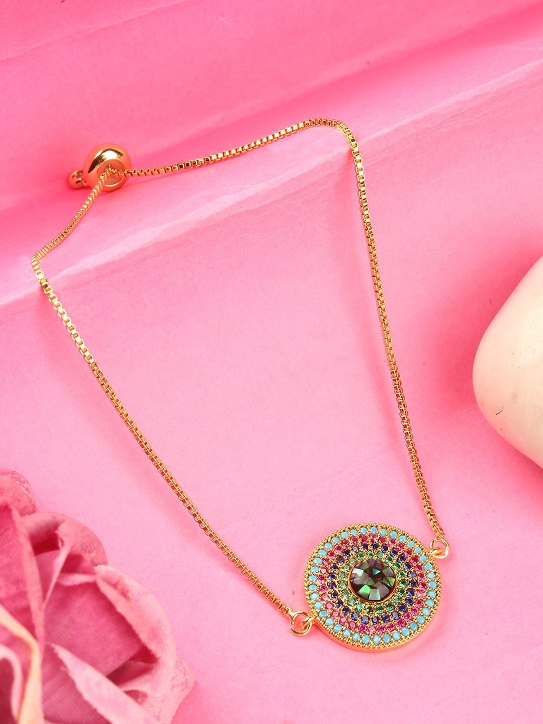 

KPOP Gold-Plated Cubic Zirconia Studded Wraparound Bracelet