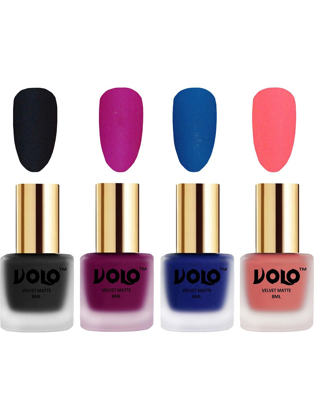 

VOLO Set Of 4 Velvet Matte Nail Polish - 8 ml Each - 5 - 14 - 19 - 41, Multi