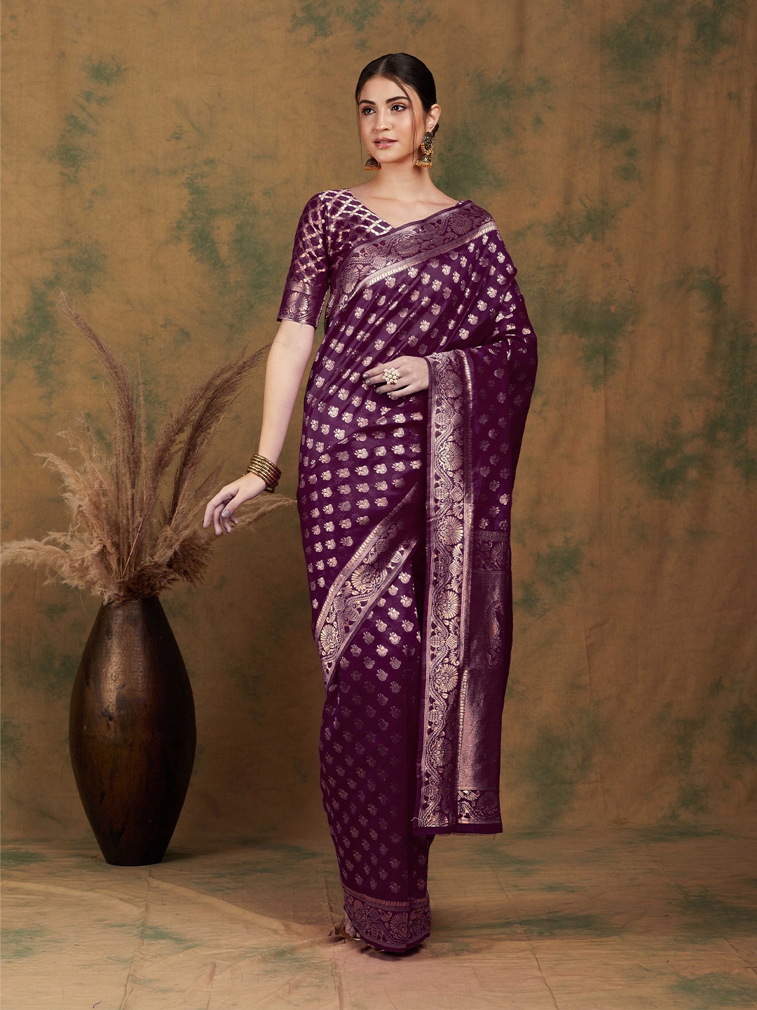 

DIVASTRI Woven Design Zari Designer Banarasi Saree, Purple