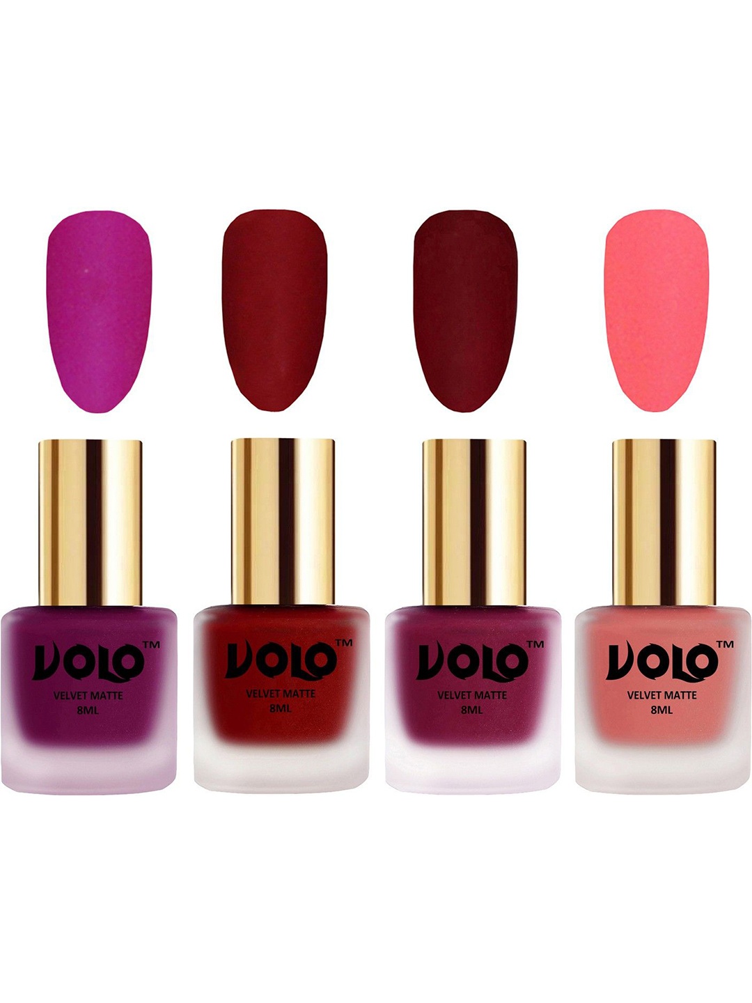 

VOLO Set Of 4 Velvet Matte Nail Polish- 8 ml Each- 14 -22-25- 41, Multi