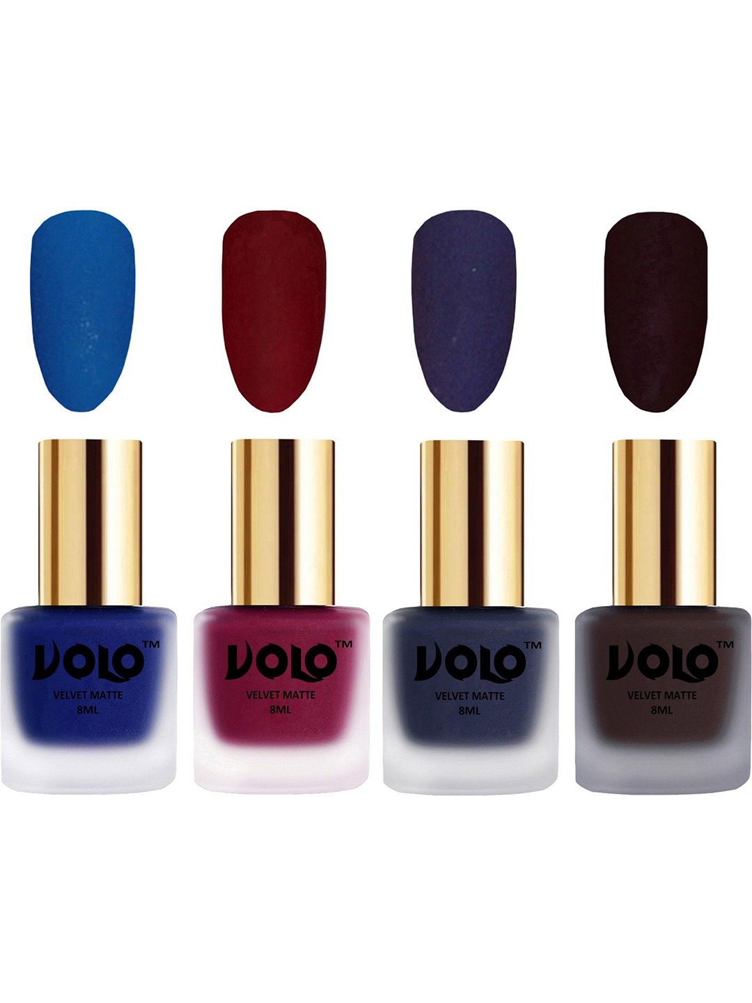 

VOLO Set Of 4 Velvet Matte Nail Polish- 8 ml Each- Shade- 19- 25- 31-45, Multi
