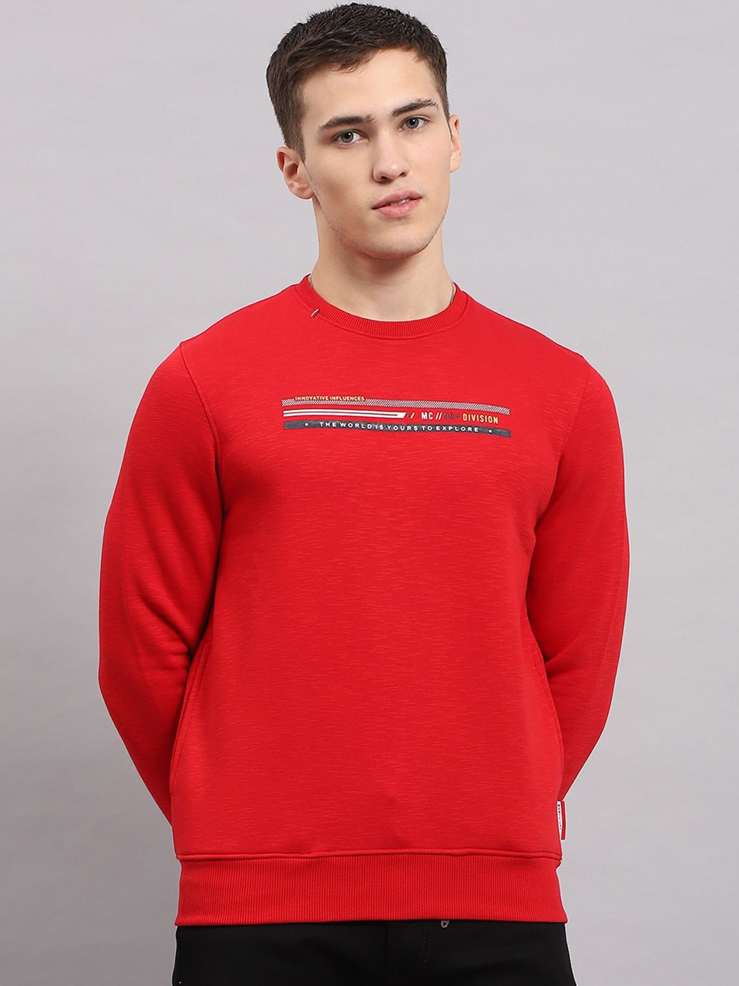 

Monte Carlo Men Typography Printed Pullover Cotton Sweatshirt, Red