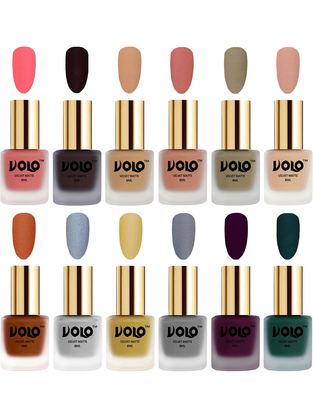 

VOLO Set Of 12 Velvet Matte Nail Polish-8 ml Each, Nude