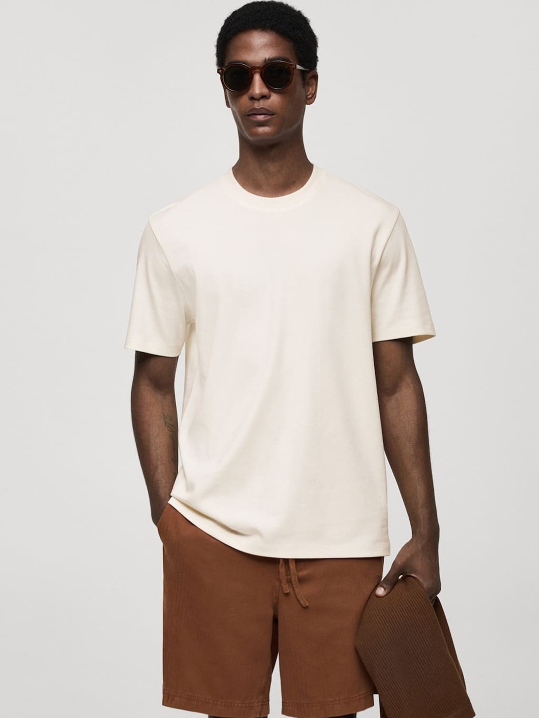 

MANGO MAN Round Neck T-shirt, Cream