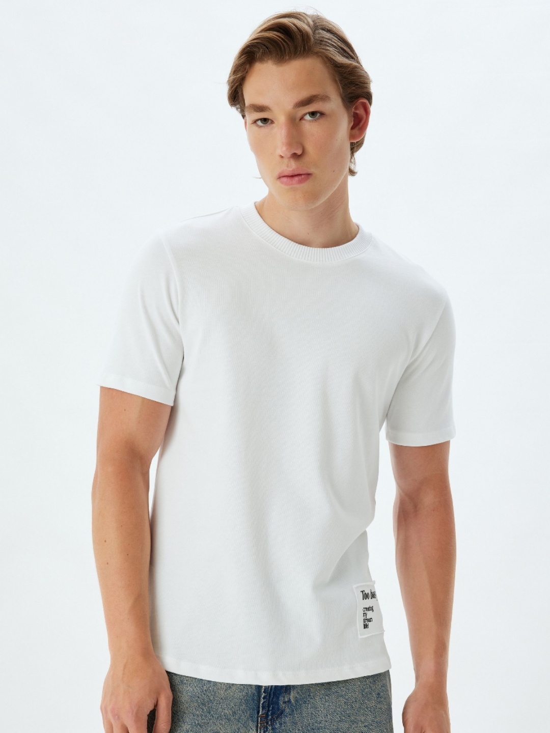 

Koton Men Solid Round Neck Cotton T-shirt, White