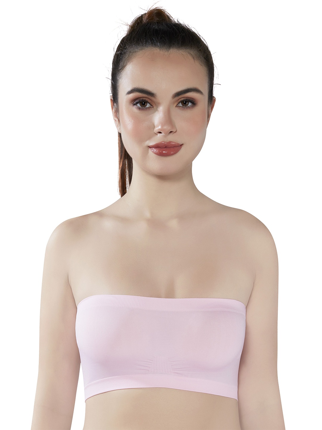 

PLUMBURY Women Non padded Seamless Bandeau Tube Bra, Pink