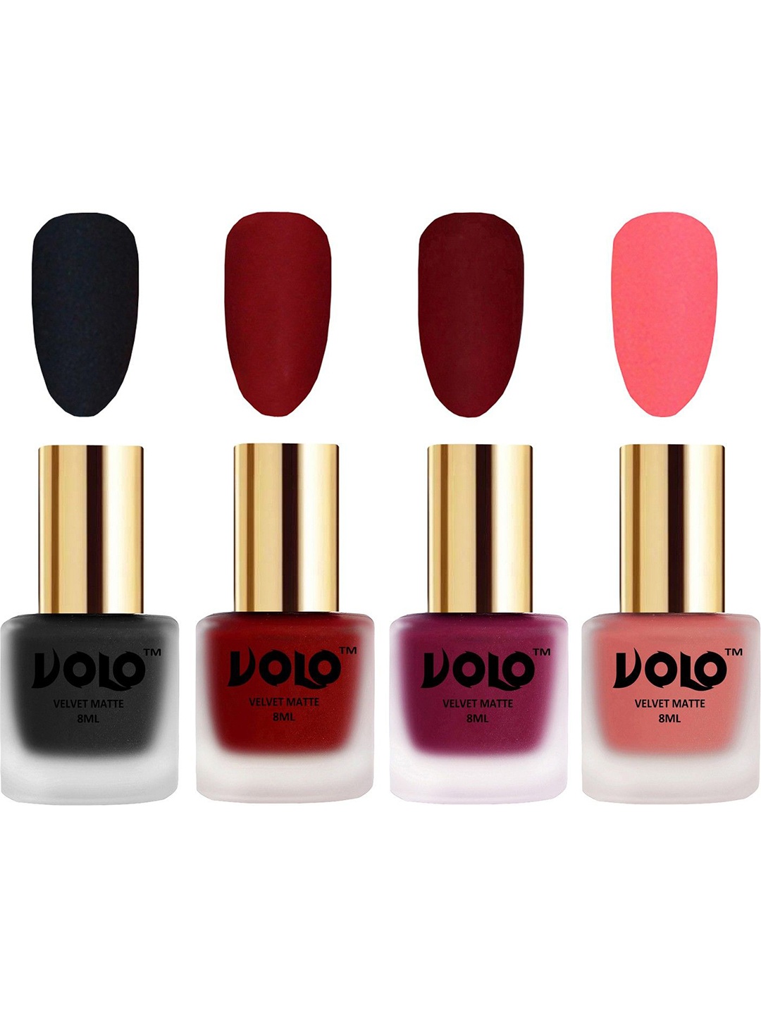 

VOLO Set Of 4 Velvet Matte Nail Polish- 8 ml Each- Shade- 5-22-25-41, Multi
