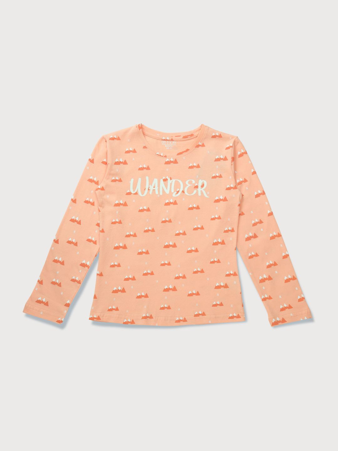

Gini and Jony Girls Conversational Printed Cotton T-shirt, Peach