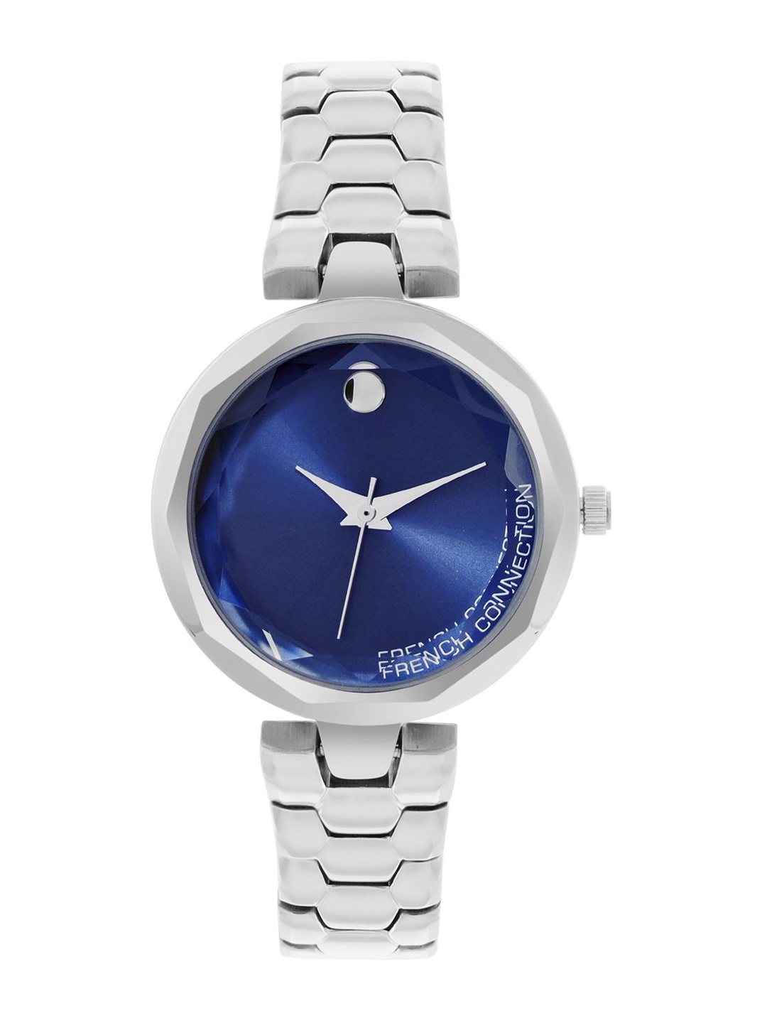 

French Connection Women Embellished Dial & Stainless Steel Bracelet Style Straps Analogue Watch FCH09SM, Blue