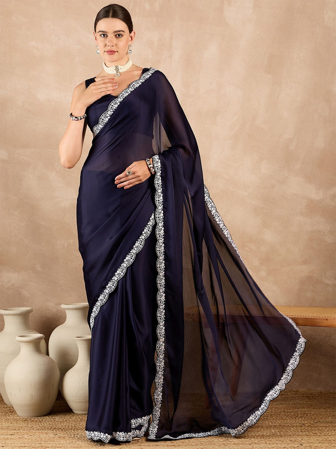 

all about you Satin Saree, Blue