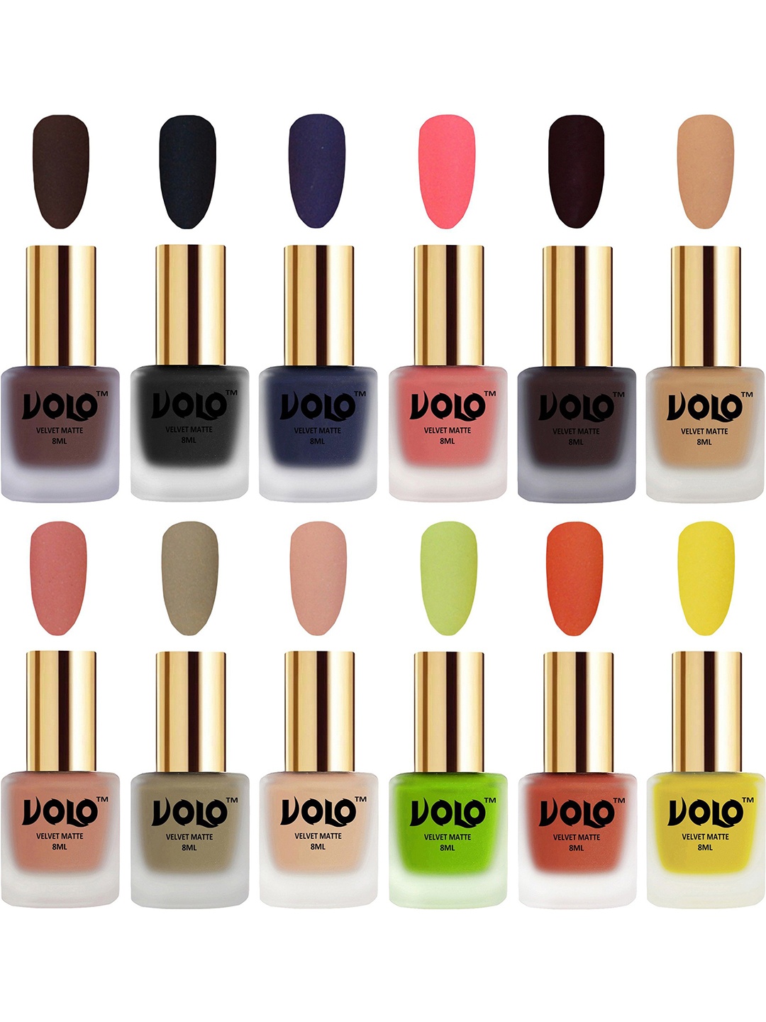 

VOLO Set Of 12 Velvet Matte Nail Polish-8 ml Each, Black