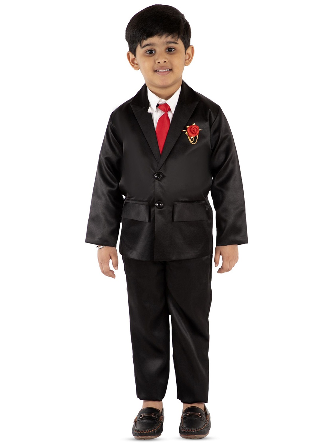 

BAESD Boys 3 Piece Single-Breasted Notched Lapel Suits, Black