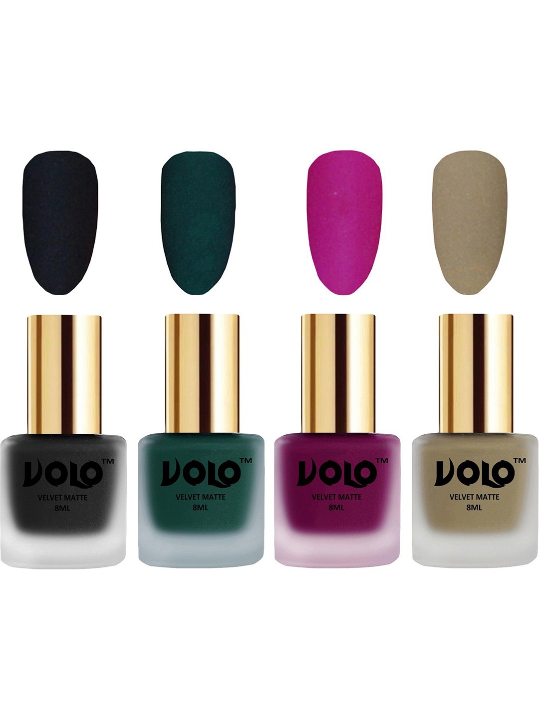 

VOLO Set Of 4 Velvet Matte Nail Polish- 8 ml Each- 5-12-14- 37, Multi