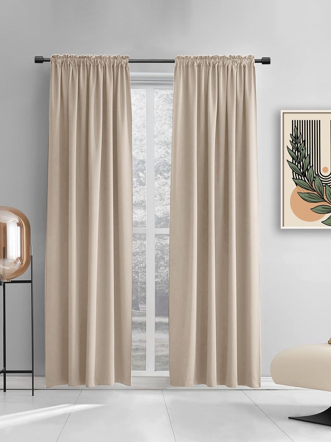 

THE CONVERSION Grey 2 Pieces Satin Long Door Curtains