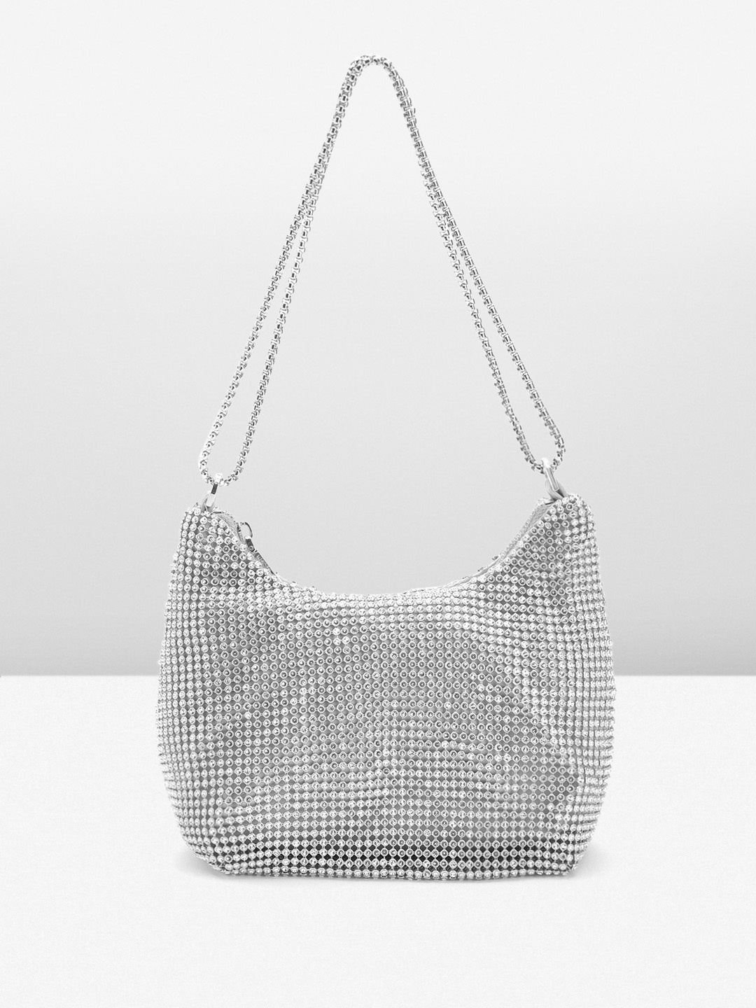 

MANGO Embellished Handheld Bag, Silver