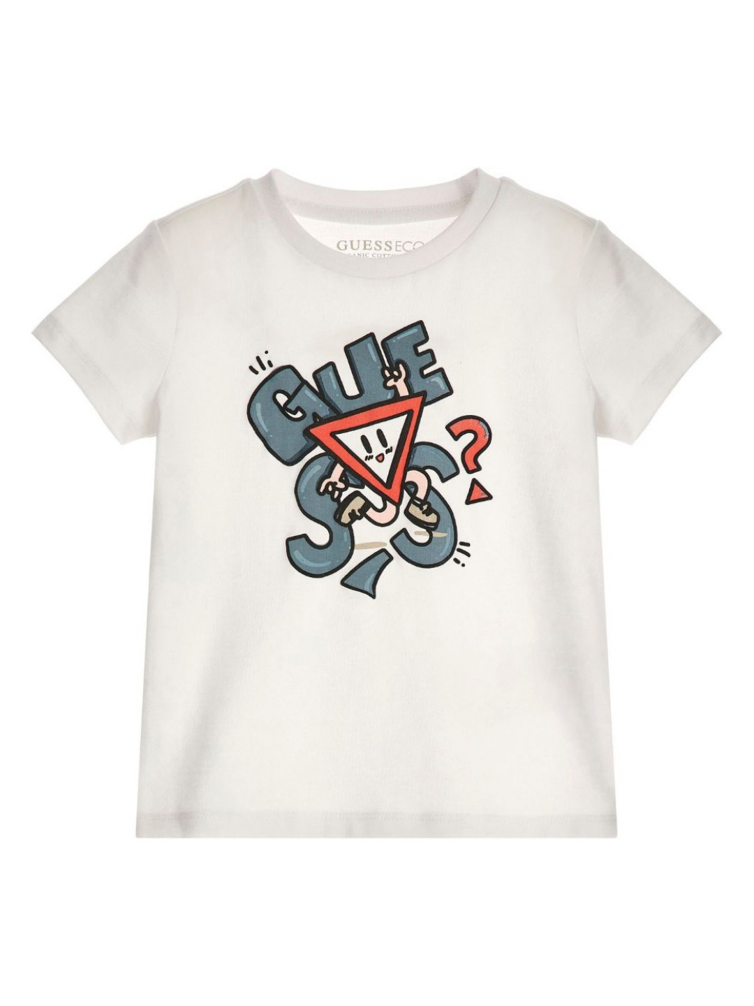 

GUESS kids Boys Graphic Printed Round Neck Cotton T-shirt, White